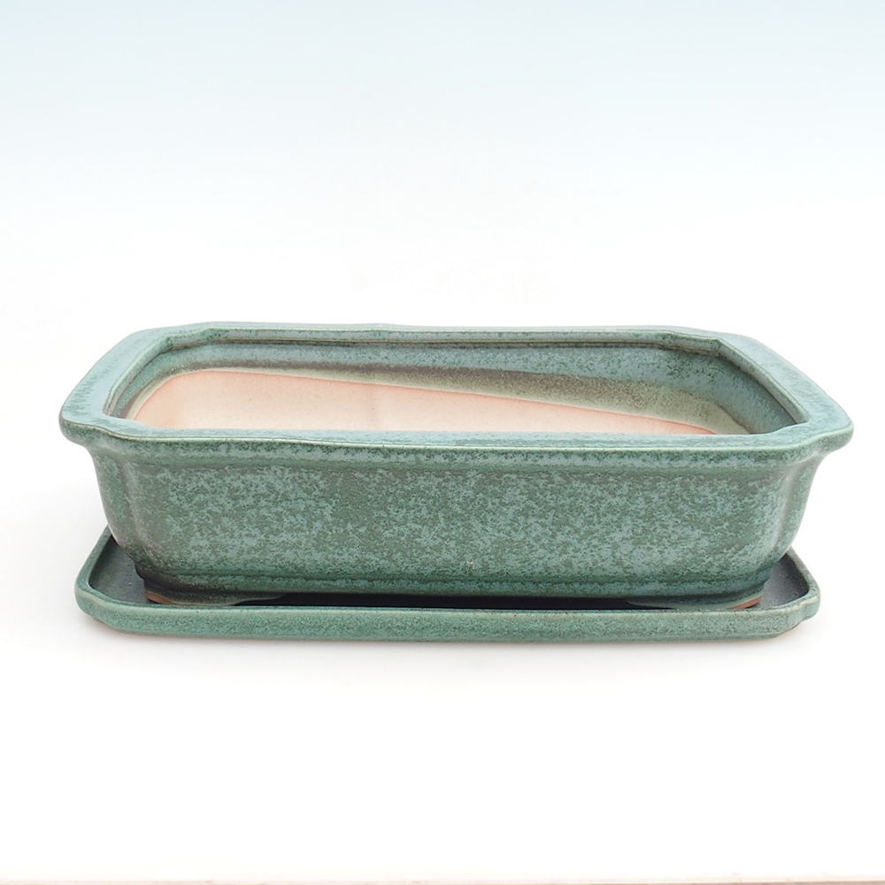 Bonsai miska + podmiska H20 - 26,5 x 21,5 x 6,5 cm. - zelená