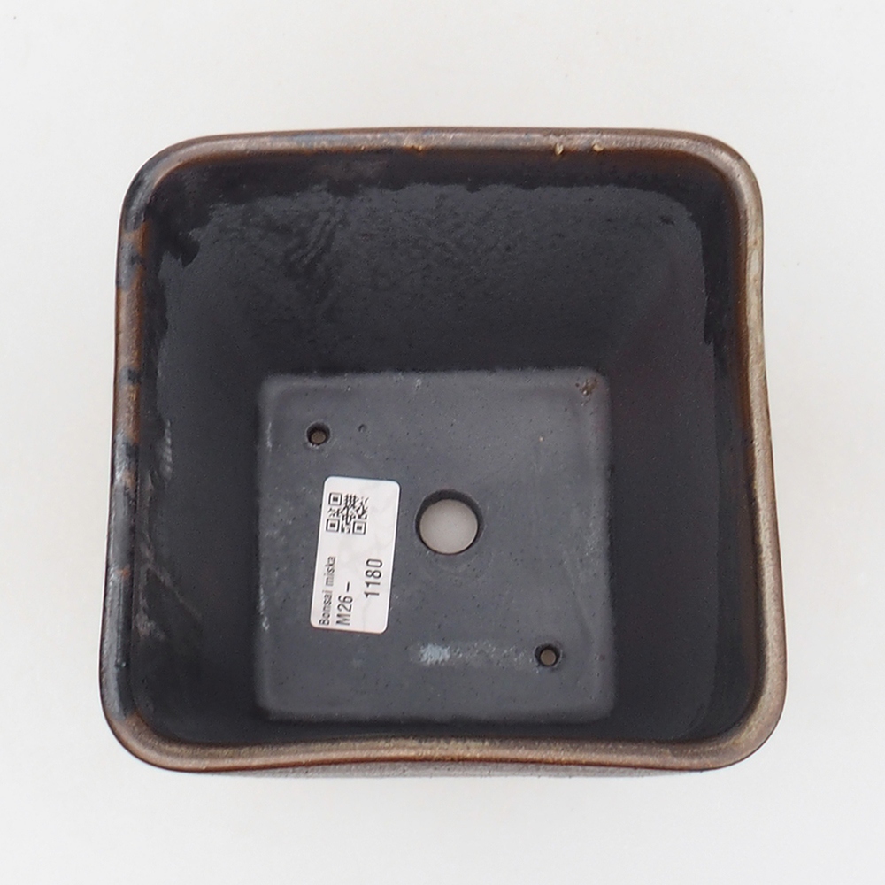 Keramická bonsai miska 14 x 14 x 15 cm, barva hnědá