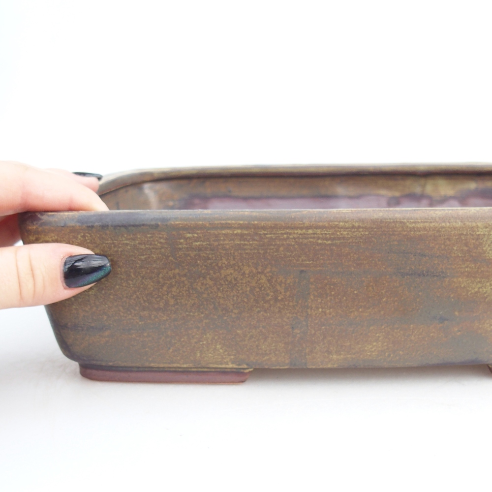 Keramická bonsai miska 26,5 x 20,5 x 7 cm, barva zelená