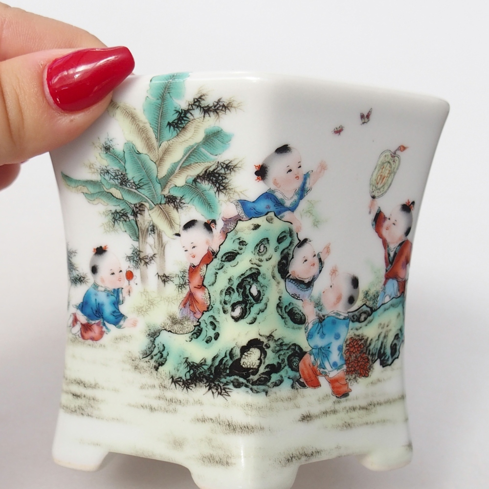 Keramická bonsai miska 10,5 x 9,5 x 9 cm, barva bílá