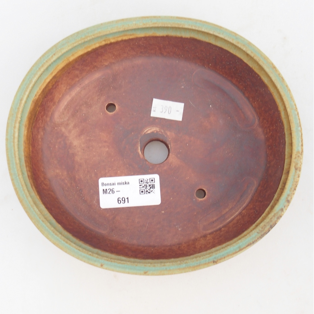 Keramická bonsai miska 18,5 x 16,5 x 4,5 cm, barva zelená