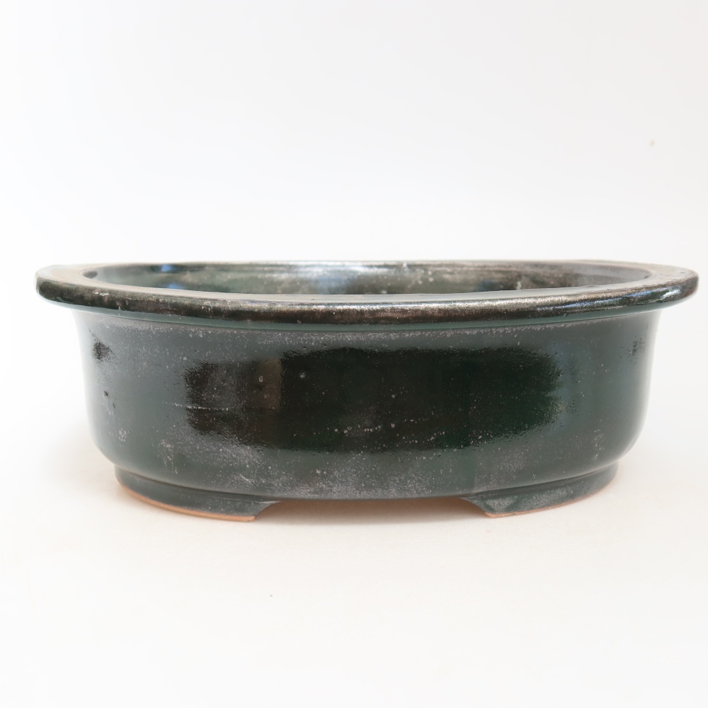 Keramická bonsai miska 26 x 22 x 8 cm, barva zelená