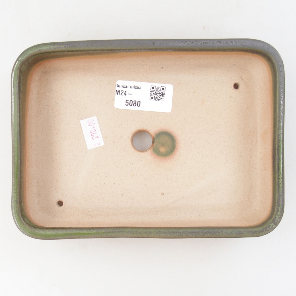 Keramická bonsai miska 18 x 13,5 x 4 cm, barva zelená