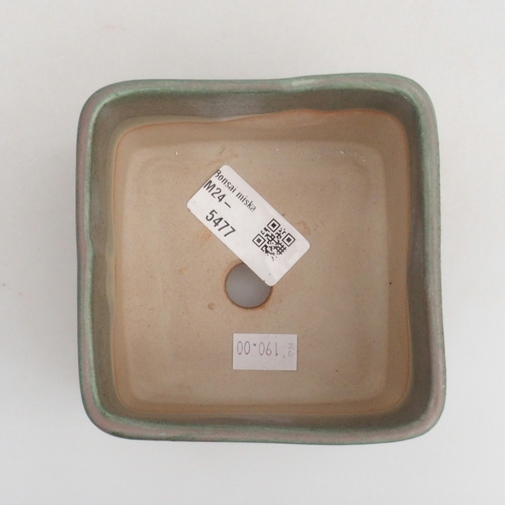 Keramická bonsai miska 10 x 10 x 8 cm, barva zelená
