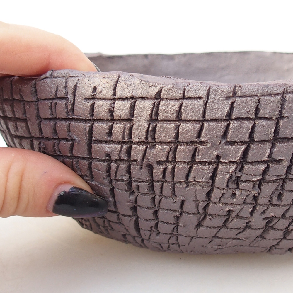 Keramická bonsai miska 18 x 18 x 6 cm, barva kovová