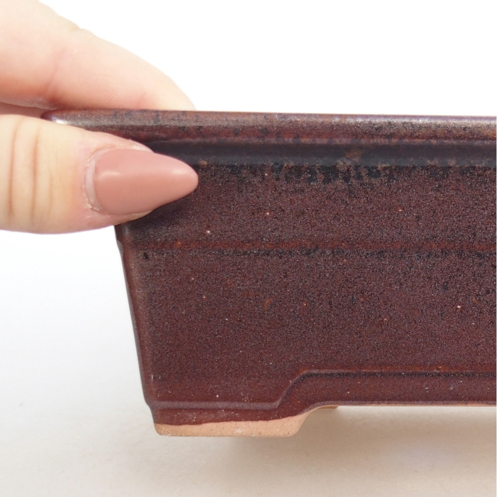 Keramická bonsai miska 16 x 12 x 6 cm, barva vínová