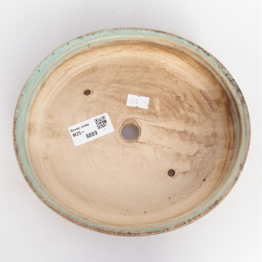 Keramická bonsai miska 21 x 19 x 4 cm, barva zelená