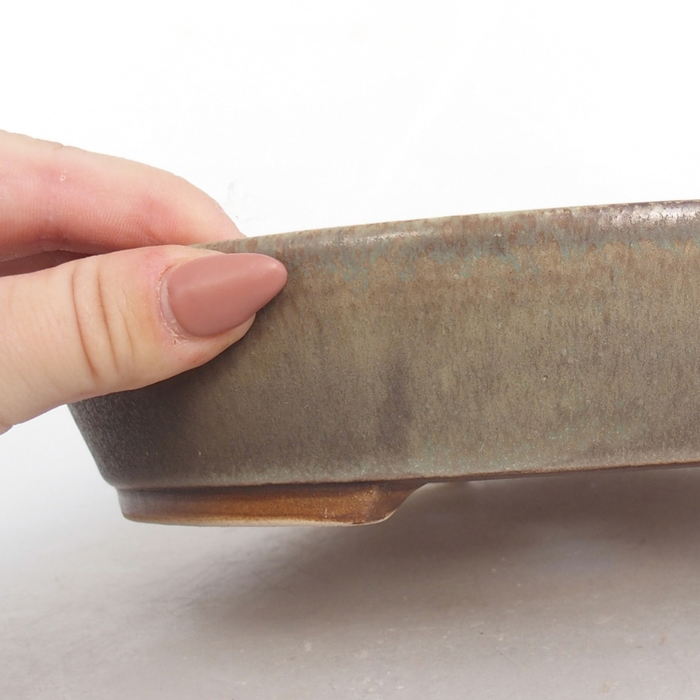 Keramická bonsai miska 22,5 x 20 x 4,5 cm, barva zelená