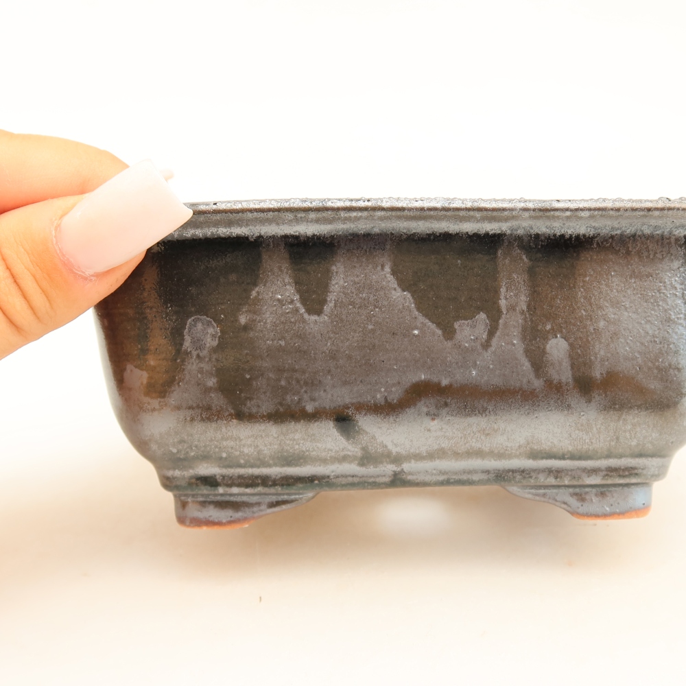 Keramická bonsai miska 13,5 x 10,5 x 6 cm, barva kovová