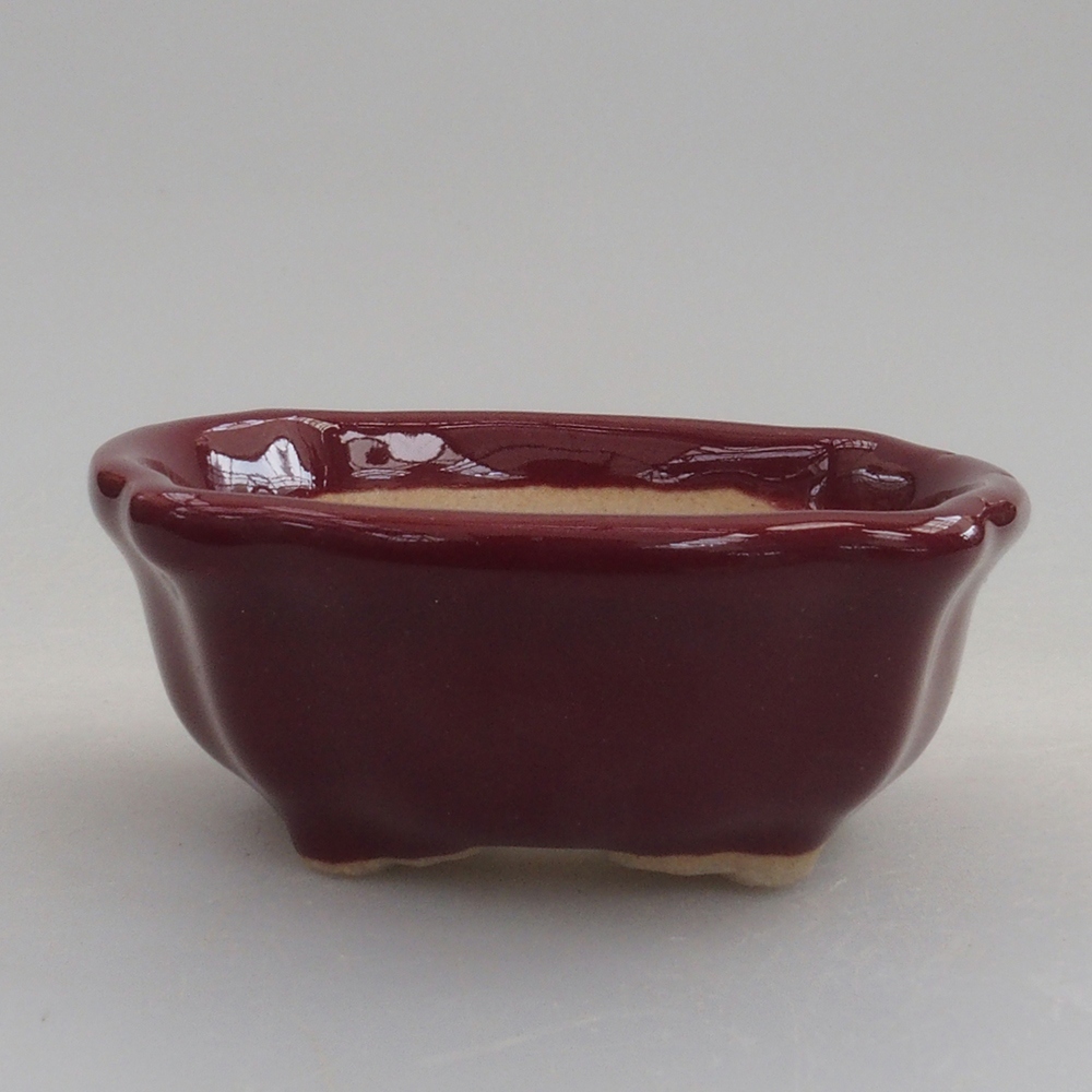 Mini bonsai miska 6 x 6 x 2,5 cm, barva vínová