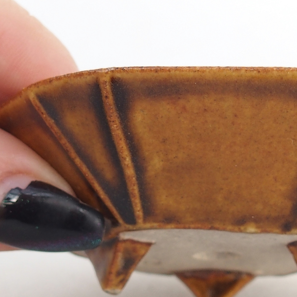 Keramická bonsai miska 8,5 x 8 x 2,5 cm, barva hnědá