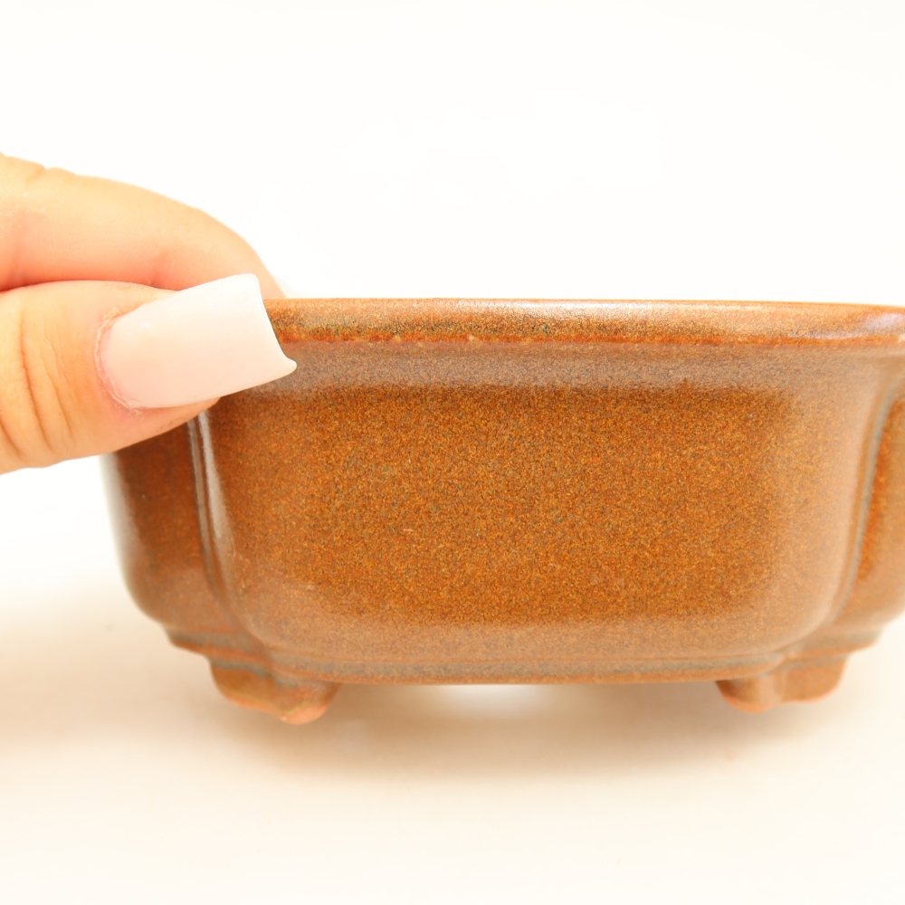 Keramická bonsai miska 13,5 x 10,5 x 5 cm, barva hnědá