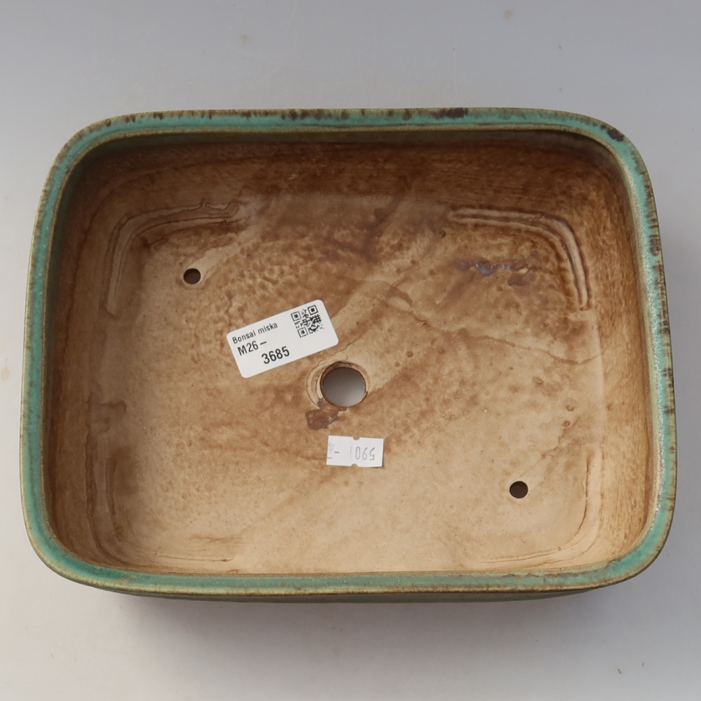 Keramická bonsai miska 22,5 x 18 x 6 cm, barva zelená