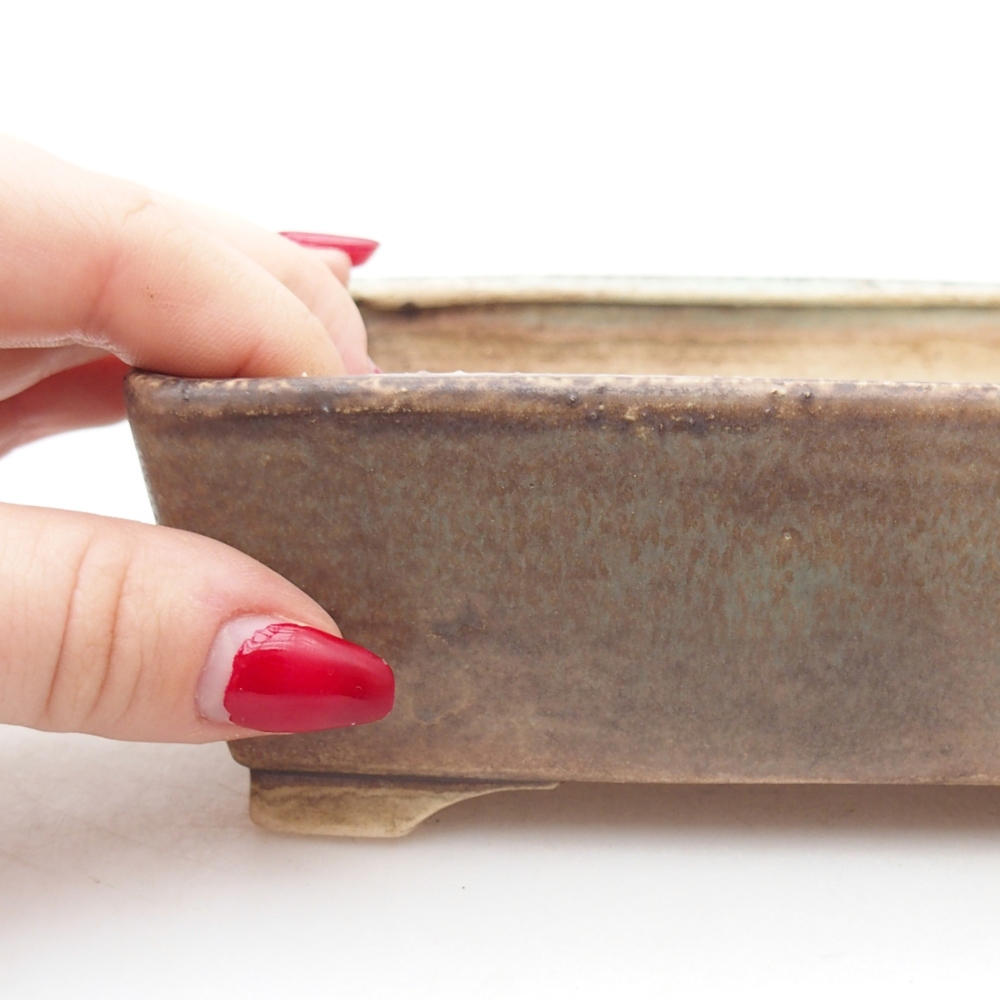 Keramická bonsai miska 15 x 12 x 5 cm, barva zelená