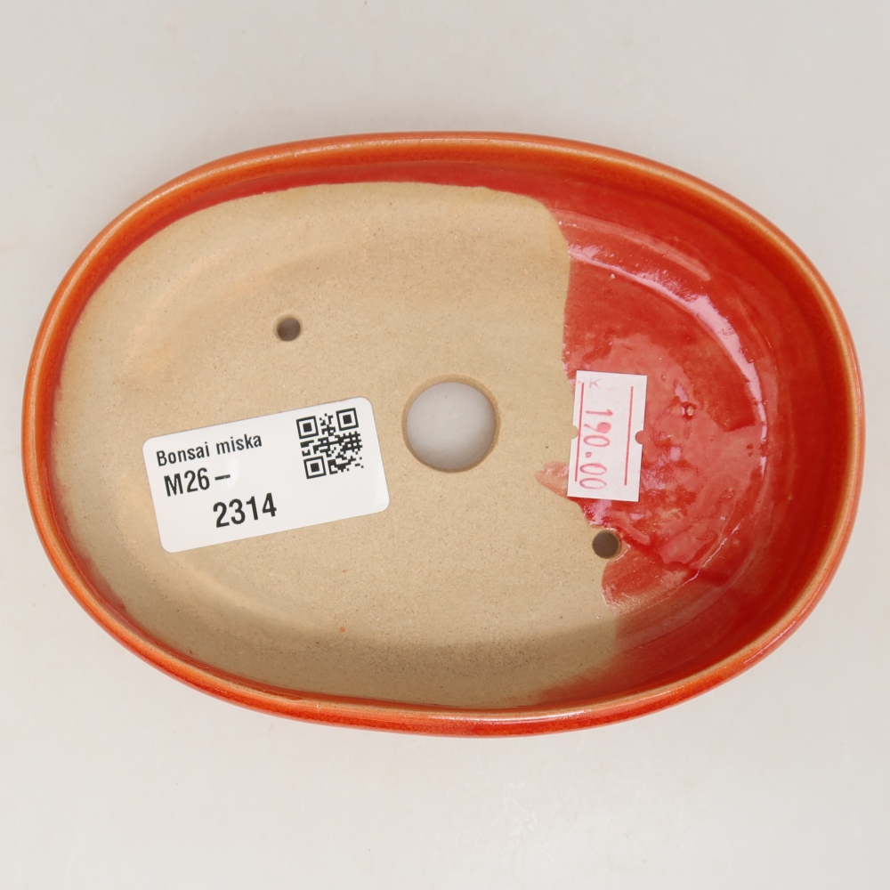 Keramická bonsai miska 13 x 9,5 x 2,5 cm, barva oranžová