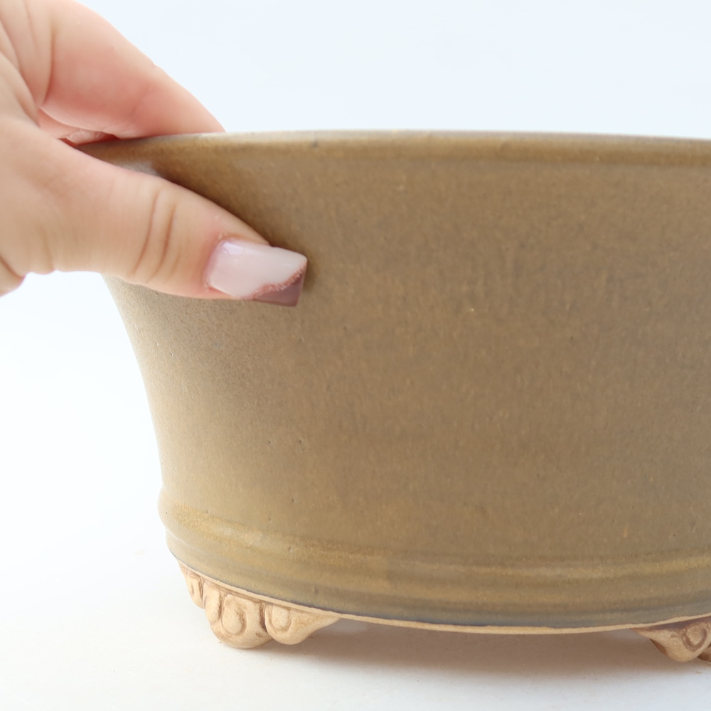 Keramická bonsai miska 24,5 x 24,5 x 11,5 cm, barva hnědá