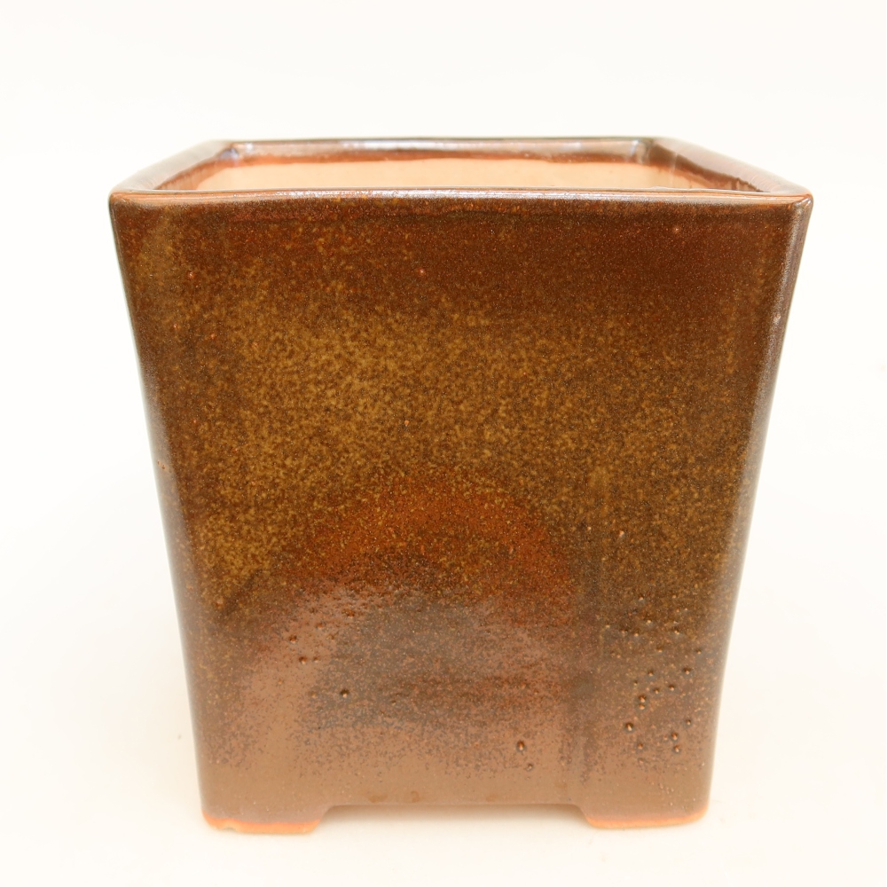 Keramická bonsai miska 13 x 13 x 14 cm, barva hnědá