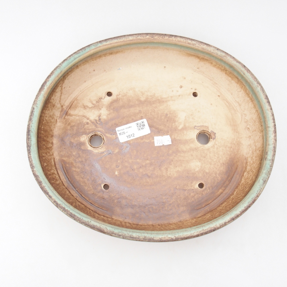 Keramická bonsai miska 28 x 24,5 x 6 cm, barva zelená