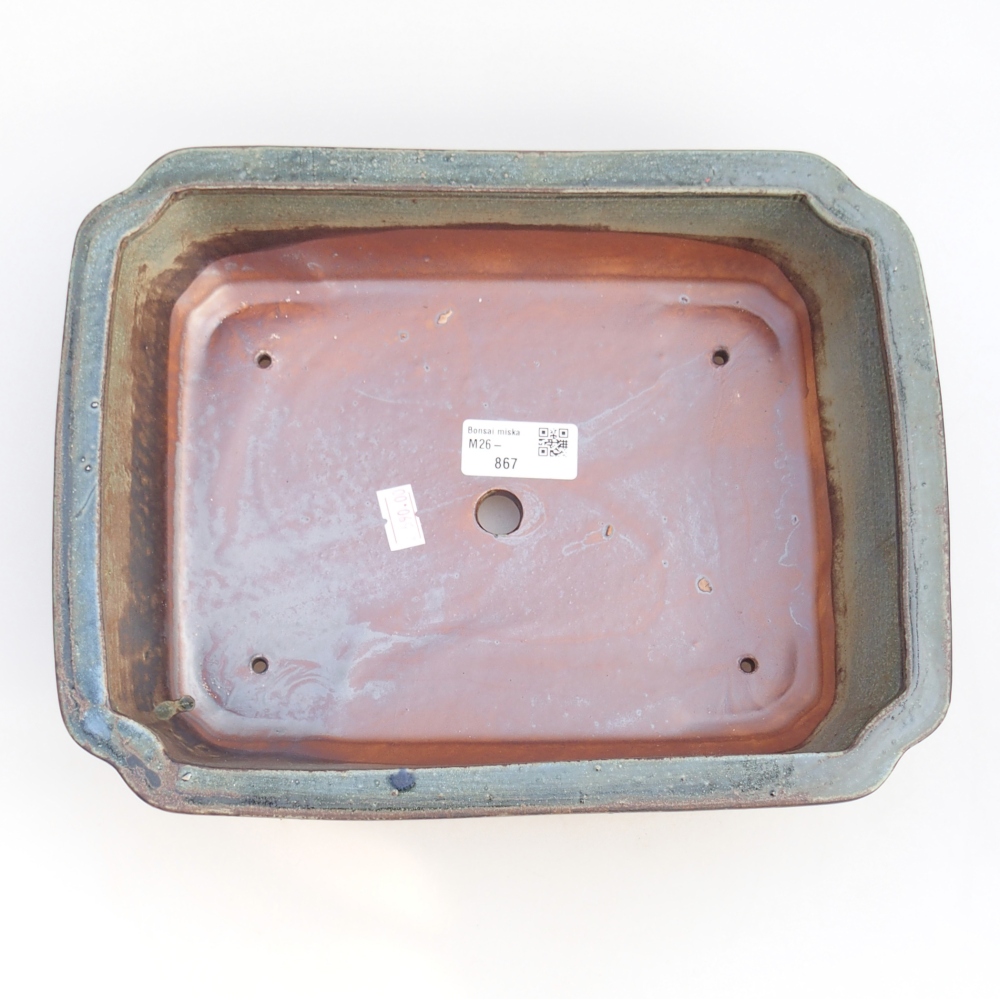Keramická bonsai miska 28 x 21,5 x 7 cm, barva zelenohnědá