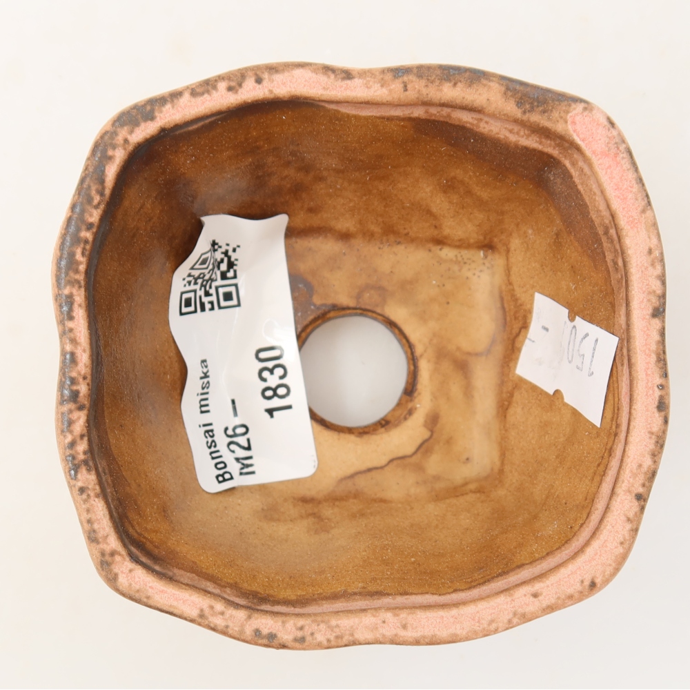 Keramická bonsai miska 7,5 x 7 x 3,5 cm, barva růžová