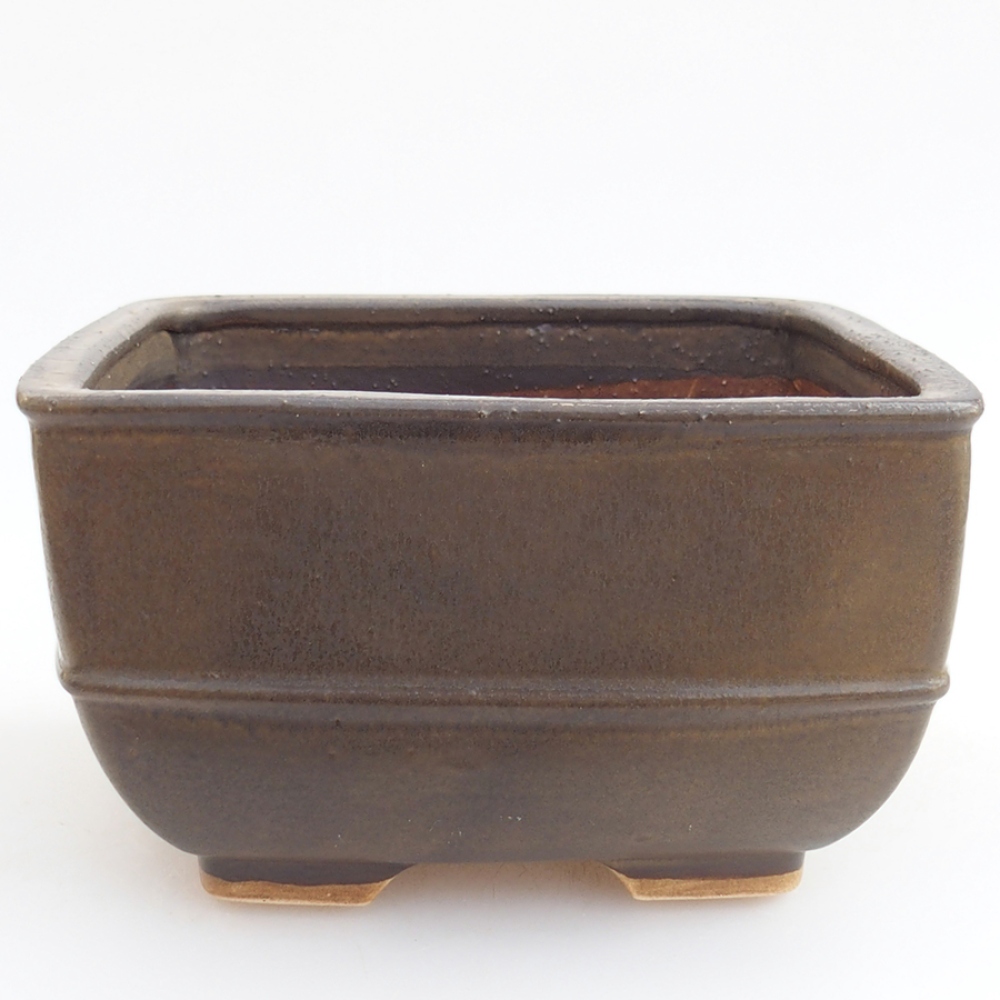 Keramická bonsai miska 16 x 16 x 9 cm, barva hnědá