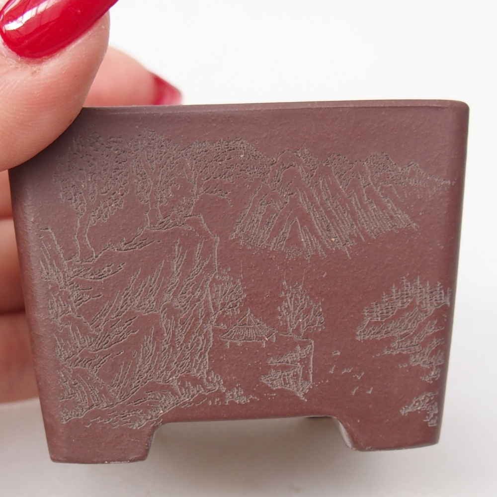 Mini bonsai miska 6 x 6 x 4,5 cm, barva hnědá