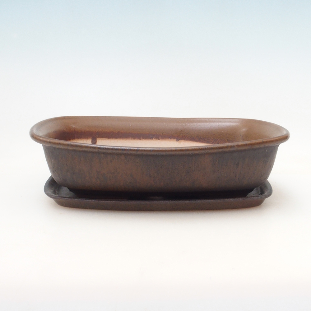 Bonsai miska + podmiska H09 - 30 x 23 x 7,5 cm. - hnědá