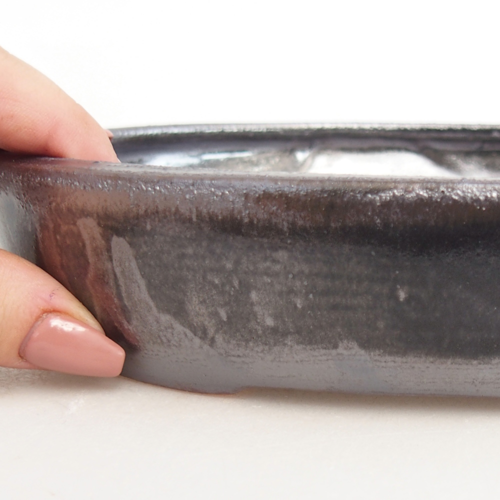 Keramická bonsai miska 22 x 17 x 4 cm, barva černá