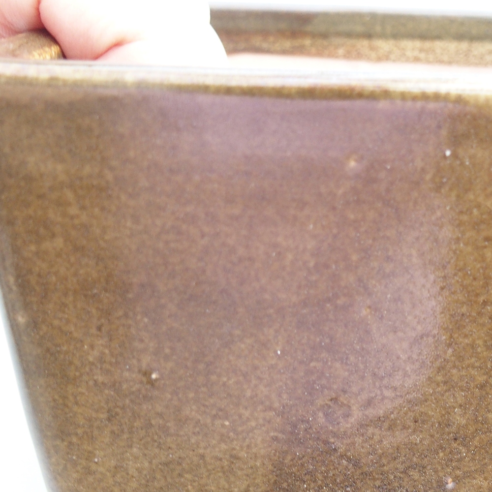 Keramická bonsai miska 15 x 15 x 10,5 cm, barva hnědozelená