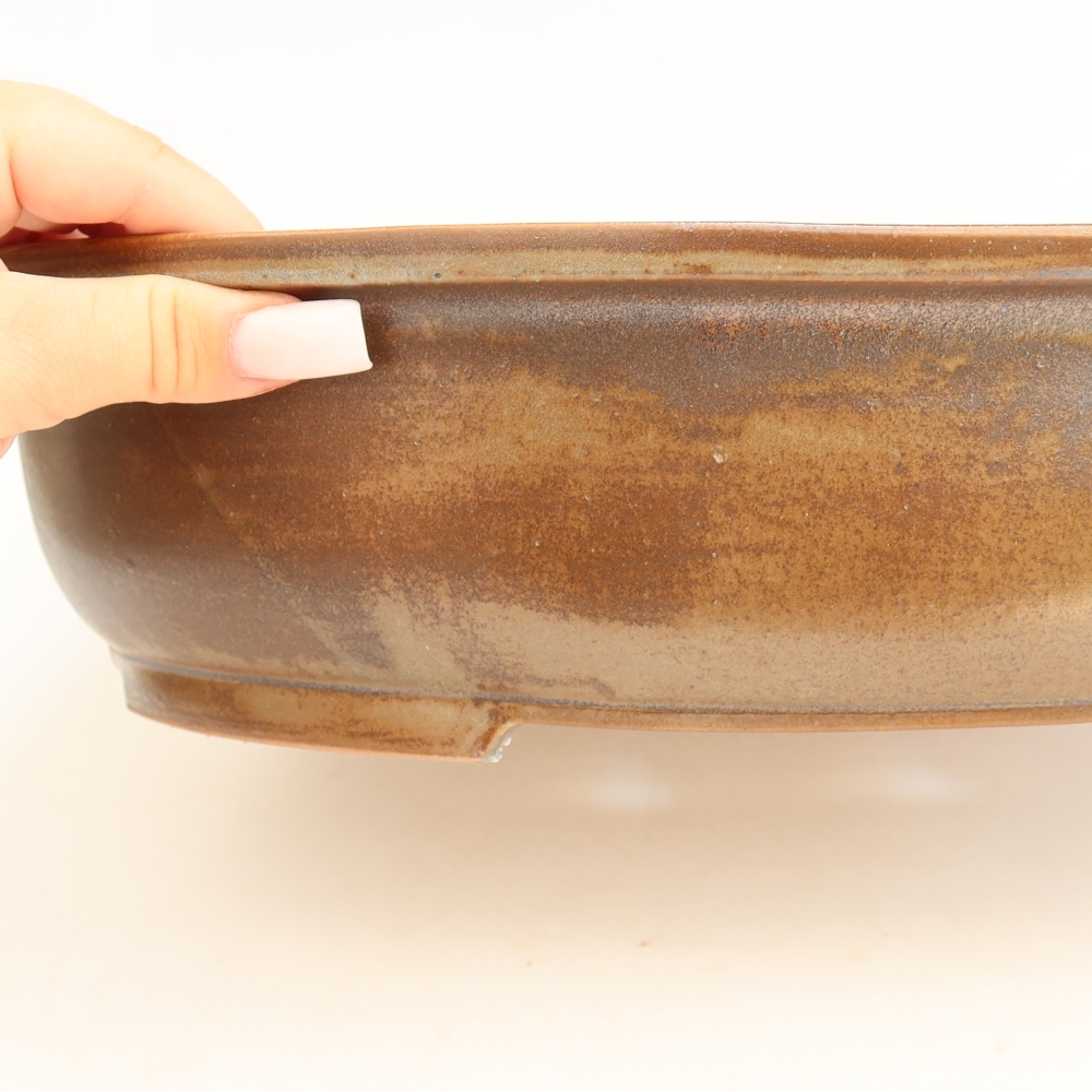Keramická bonsai miska 36 x 28 x 8,5 cm, barva hnědá