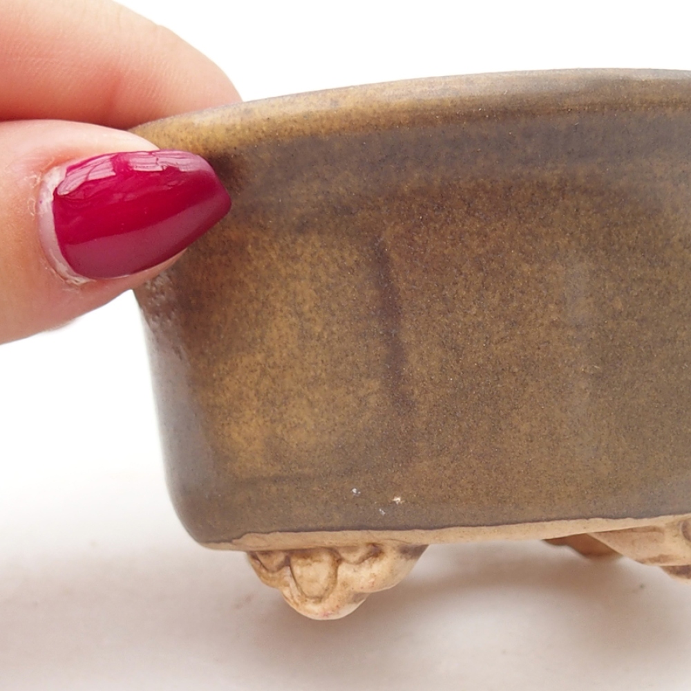 Keramická bonsai miska 9 x 9 x 3,5 cm, barva hnědá