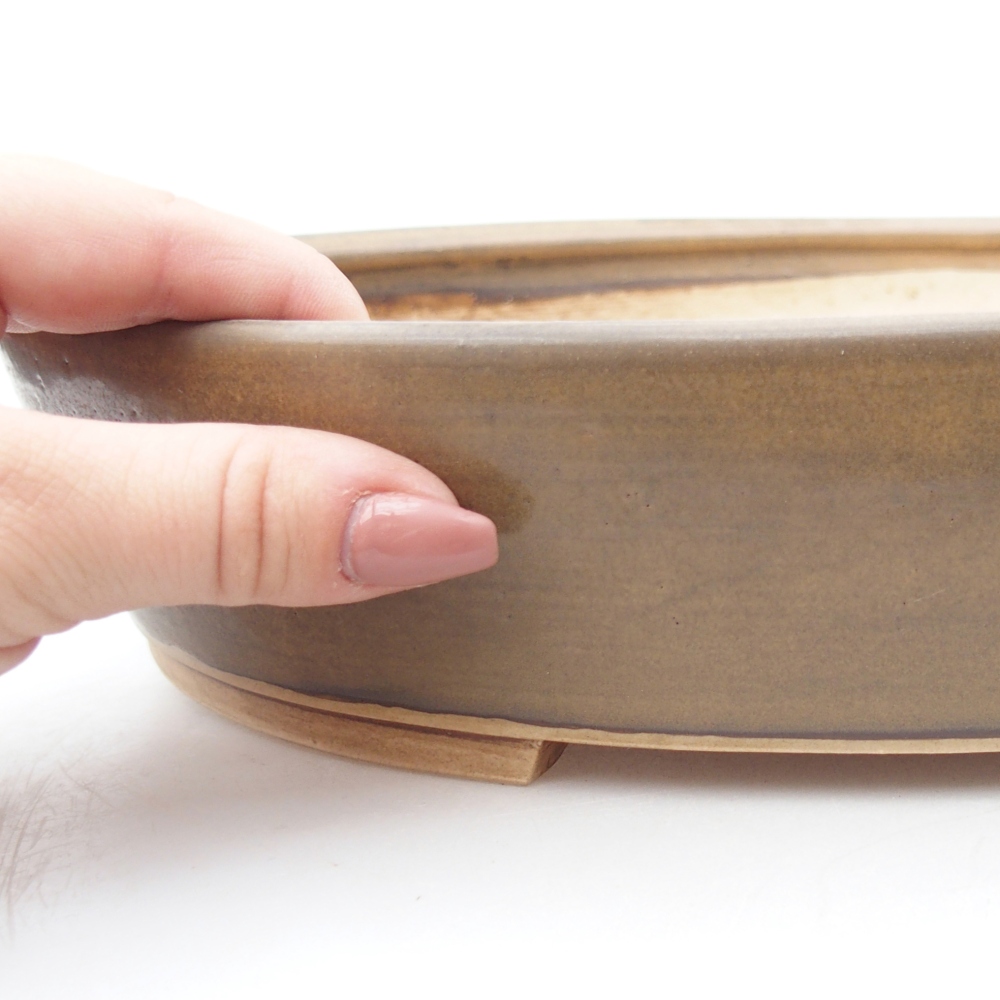 Keramická bonsai miska 31,5 x 27,5 x 6 cm, barva hnědá