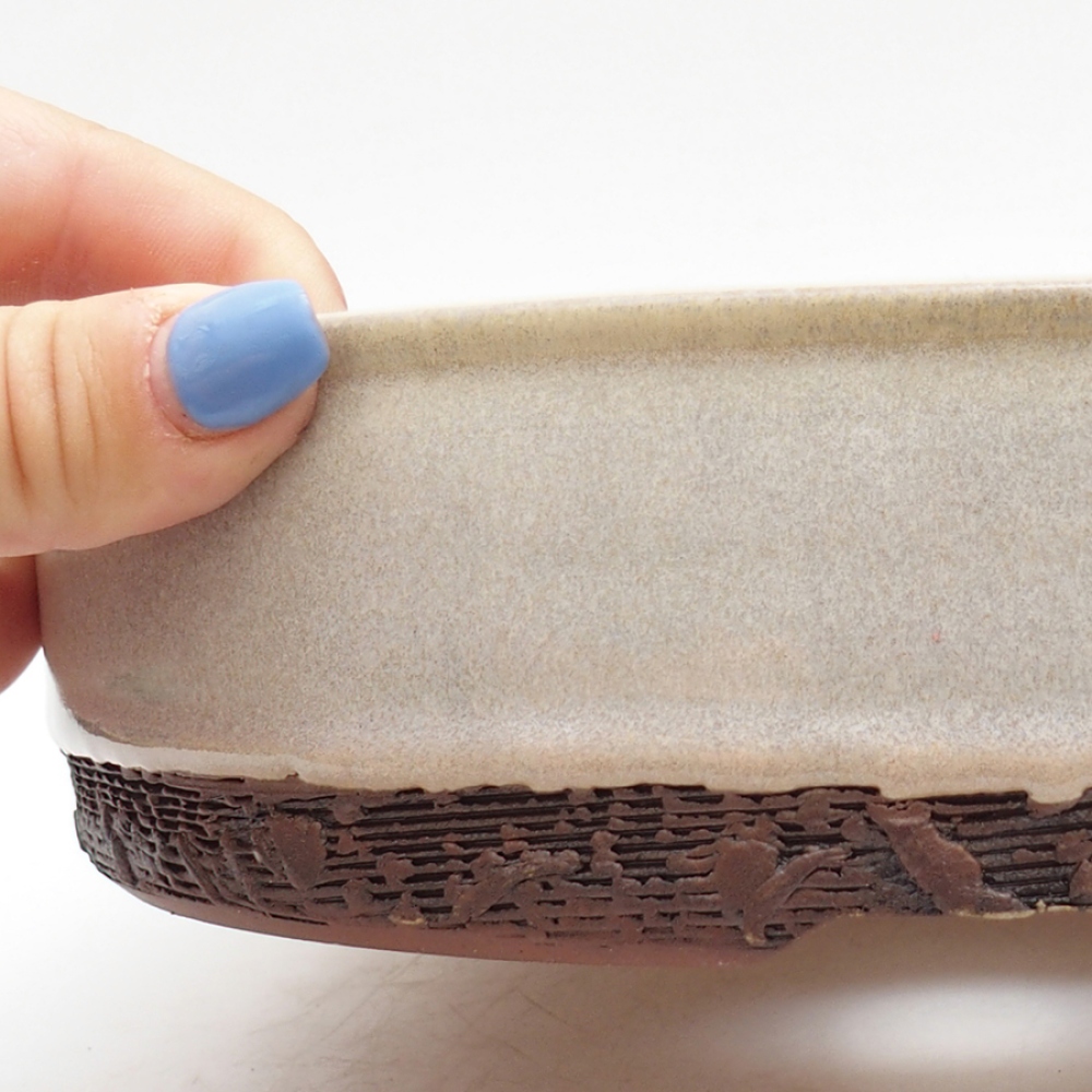 Keramická bonsai miska 22 x 22 x 5,5 cm, barva béžová