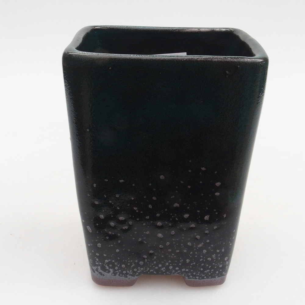 Keramická bonsai miska 8 x 8 x 10 cm, barva zelená