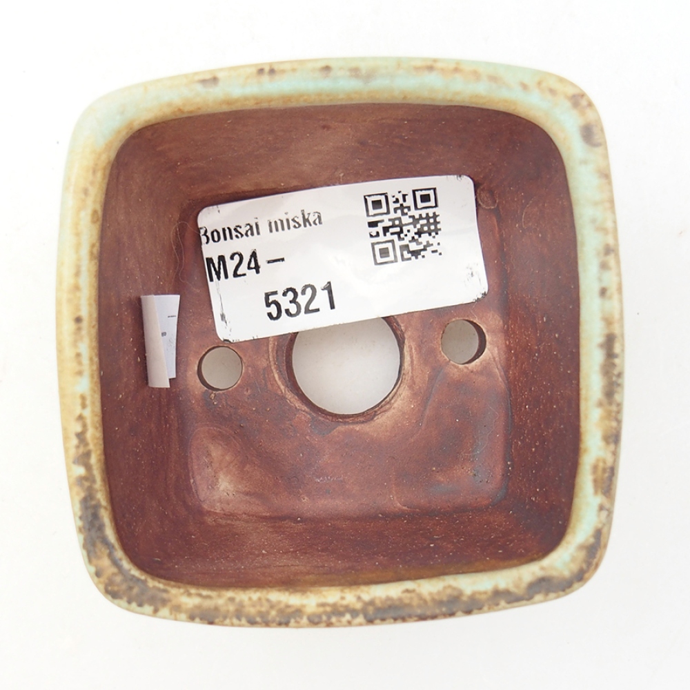 Keramická bonsai miska 6 x 6 x 4,5 cm, barva zelená