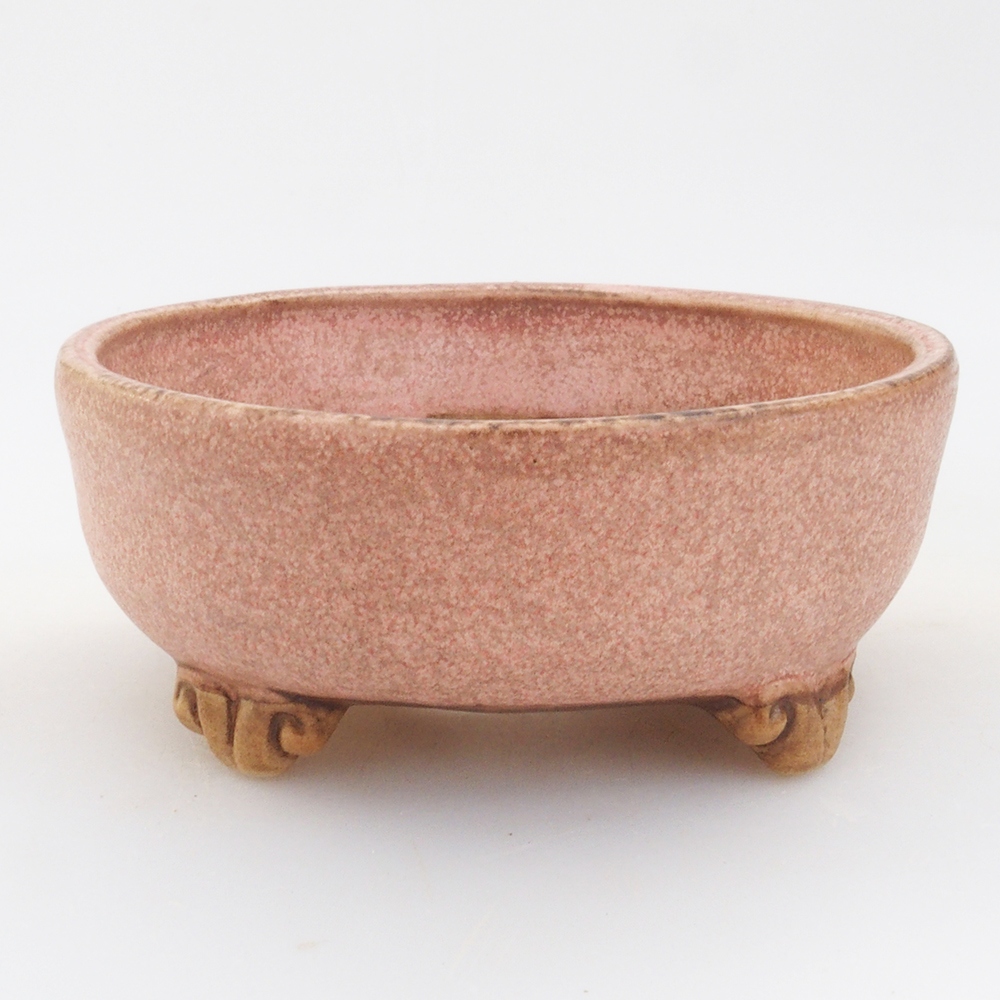 Keramická bonsai miska 10,5 x 10,5 x 4,5 cm, barva růžová