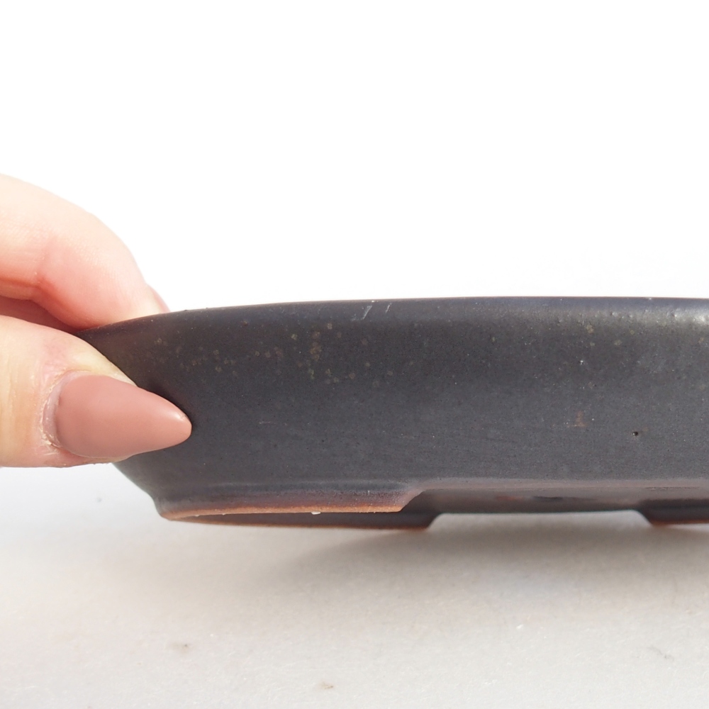 Keramická bonsai miska 15,5 x 11 x 2,5 cm, barva šedá