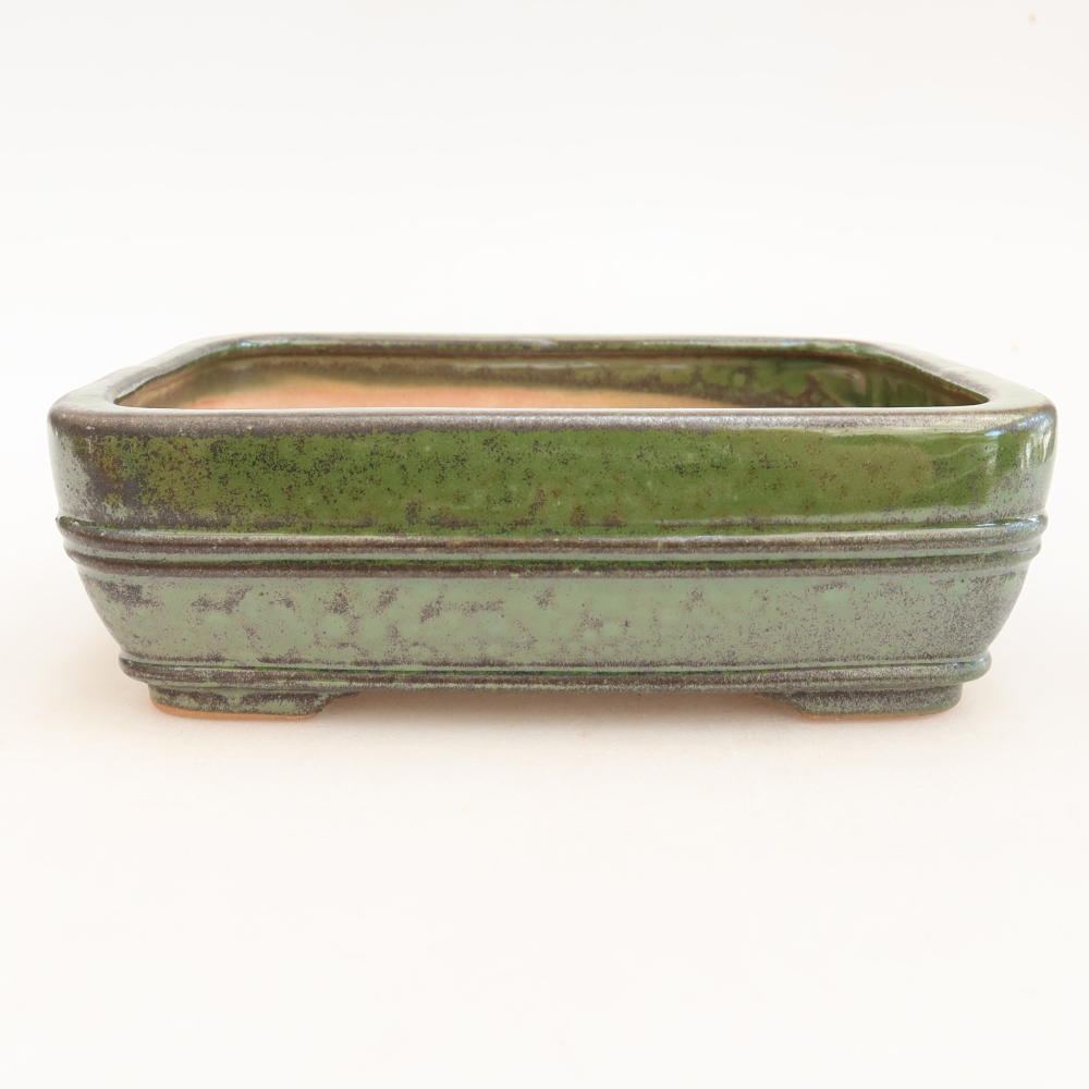 Keramická bonsai miska 17 x 12,5 x 5,5 cm, barva zelená