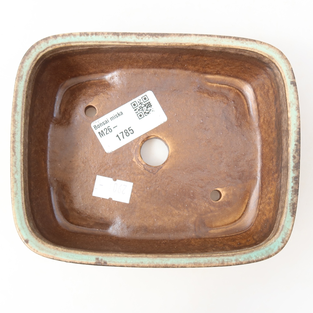 Keramická bonsai miska 14,5 x 11,5 x 4,5 cm, barva zelená