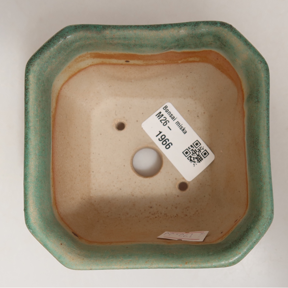 Keramická bonsai miska 10 x 10 x 6,5 cm, barva zelená