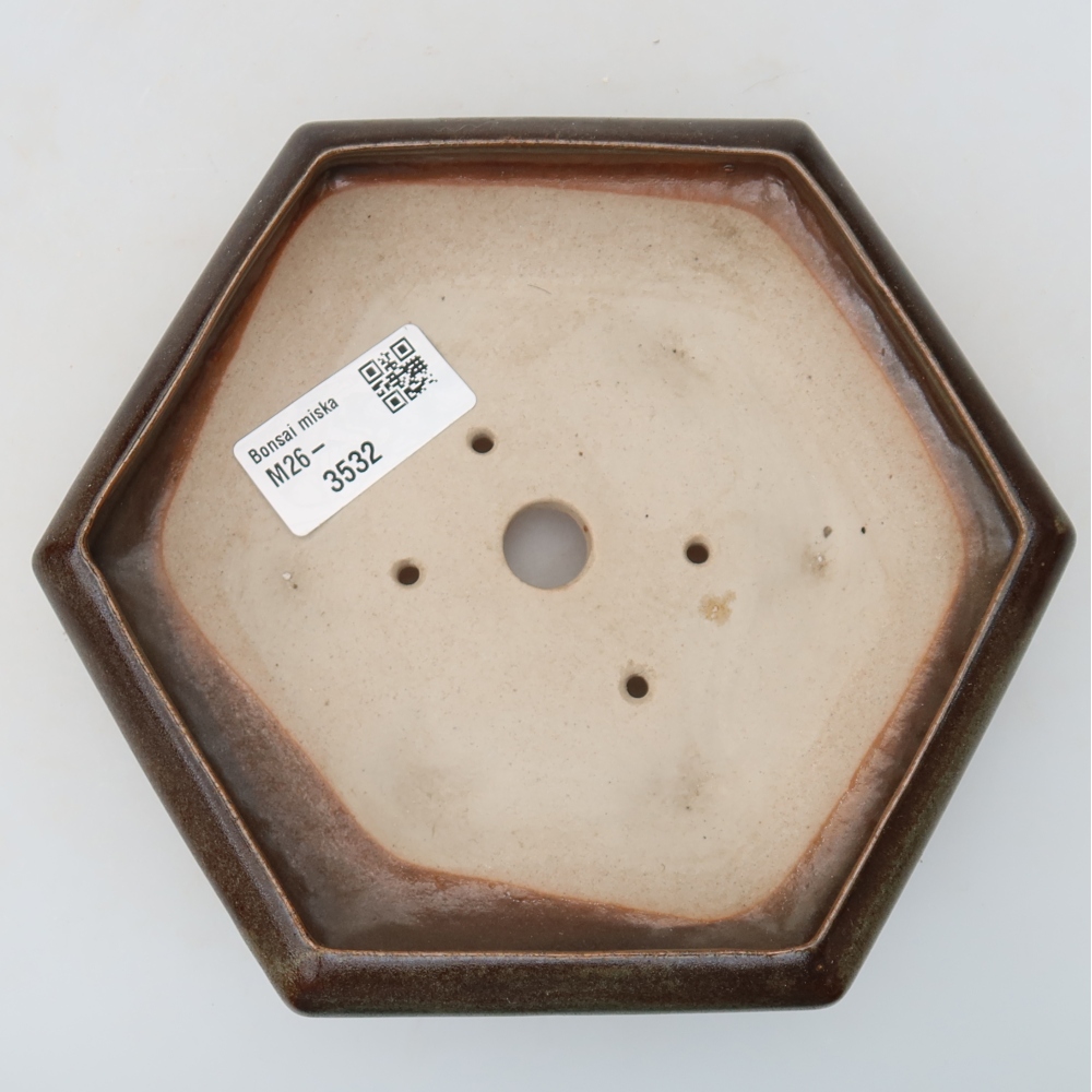 Keramická bonsai miska 17 x 15 x 4 cm, barva hnědá