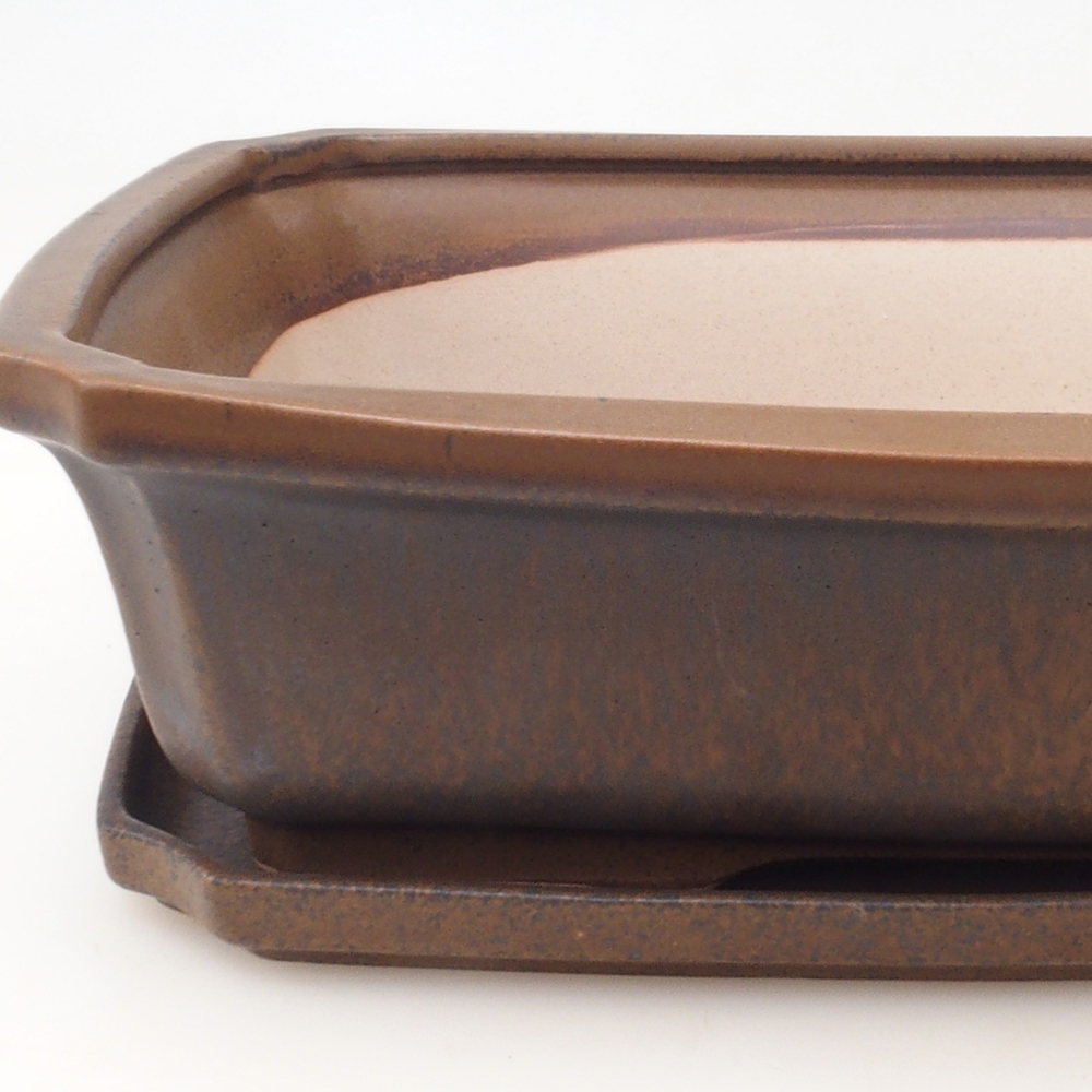 Bonsai miska + podmiska H07 - 30 x 20,5 x 8 cm. - hnědá