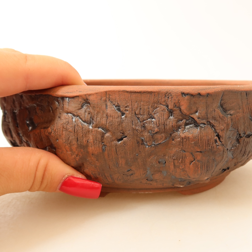 Keramická bonsai miska 17 x 17 x 6 cm, barva hnědá