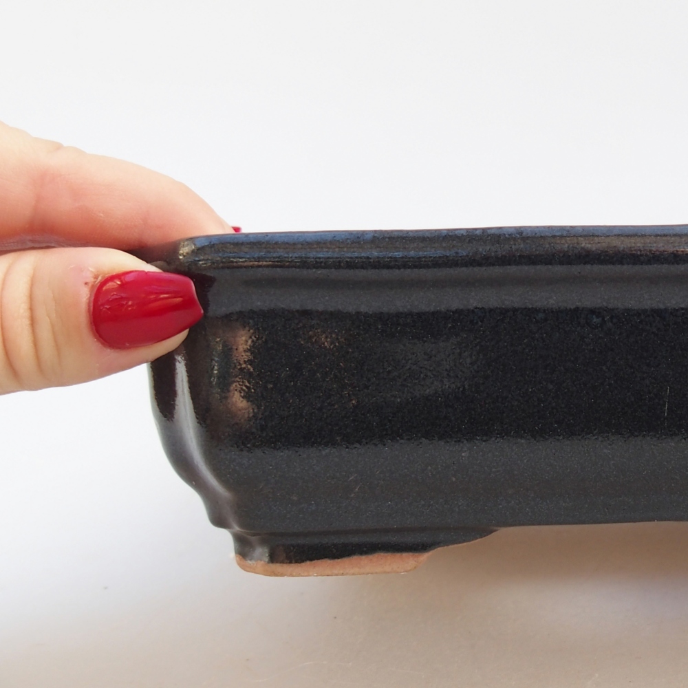 Keramická bonsai miska 18 x 13,5 x 5 cm, barva černá