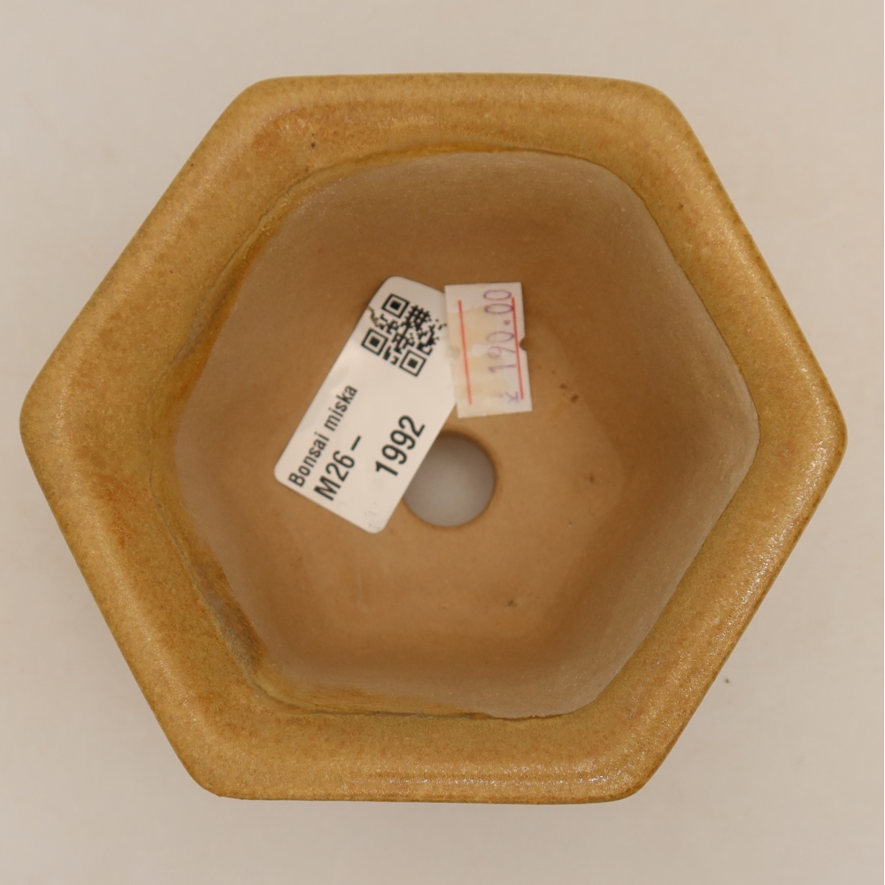 Keramická bonsai miska 10,5 x 9,5 x 5,5 cm, barva béžová