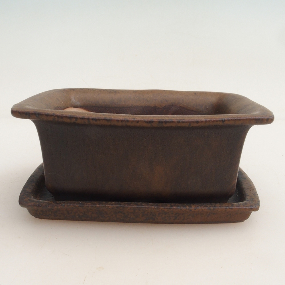 Bonsai miska + podmiska H11 - 11,5 x 10 x 4 cm.  - hnědá