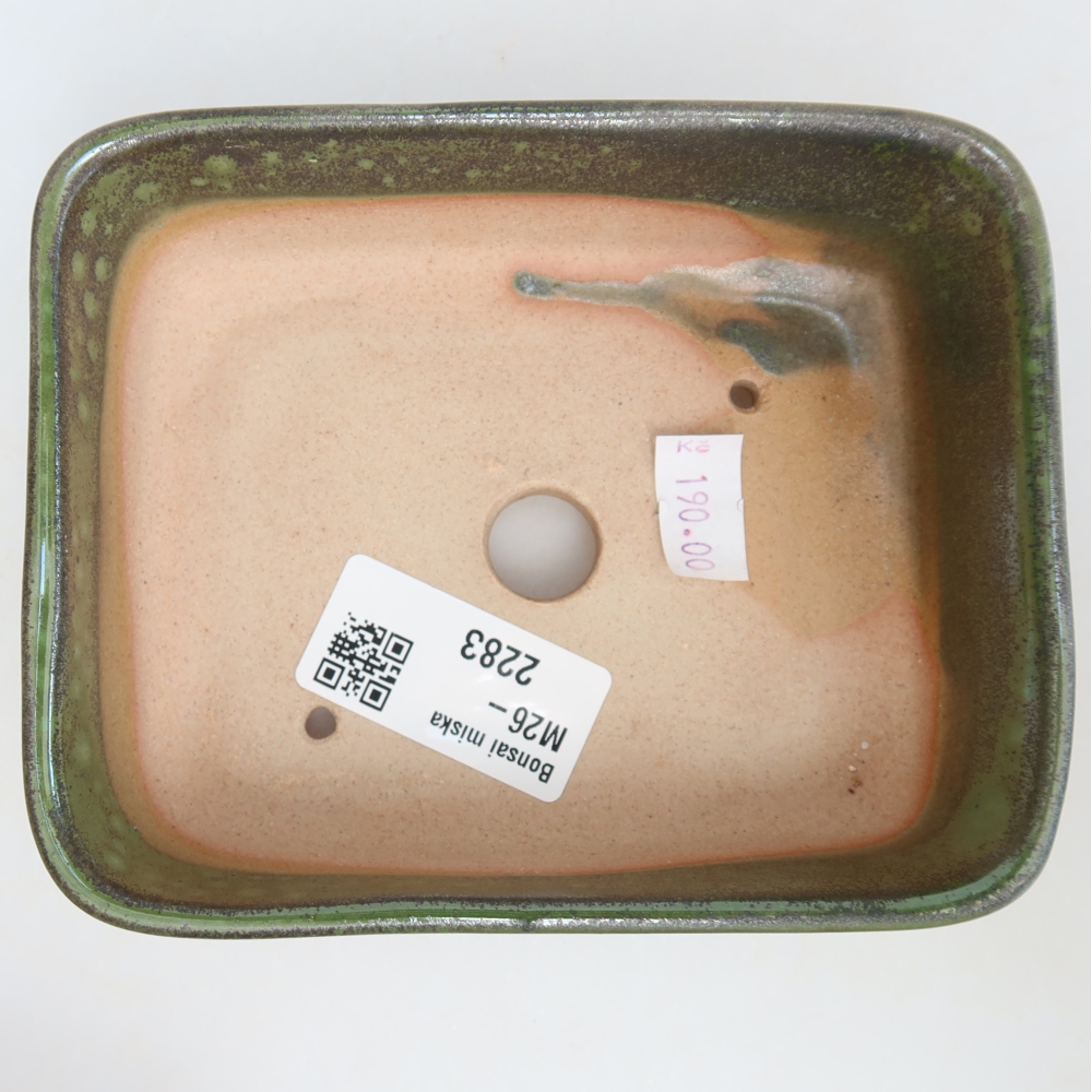 Keramická bonsai miska 12,5 x 9,5 x 4 cm, barva zelená