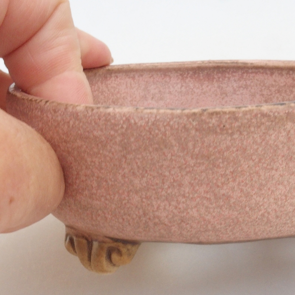 Keramická bonsai miska 10,5 x 10,5 x 4,5 cm, barva růžová