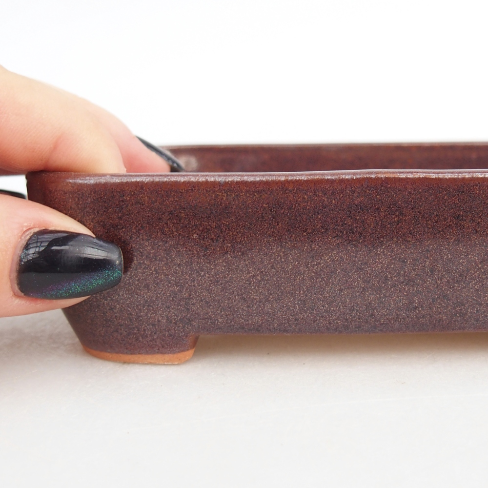 Keramická bonsai miska 12,5 x 9,5 x 3,5 cm, barva hnědá