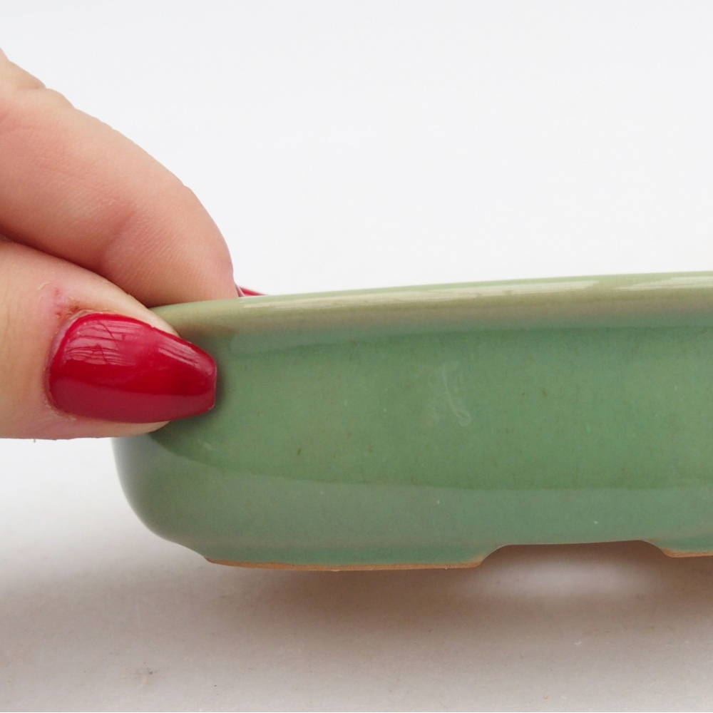 Keramická bonsai miska 12 x 8,5 x 3 cm, barva zelená